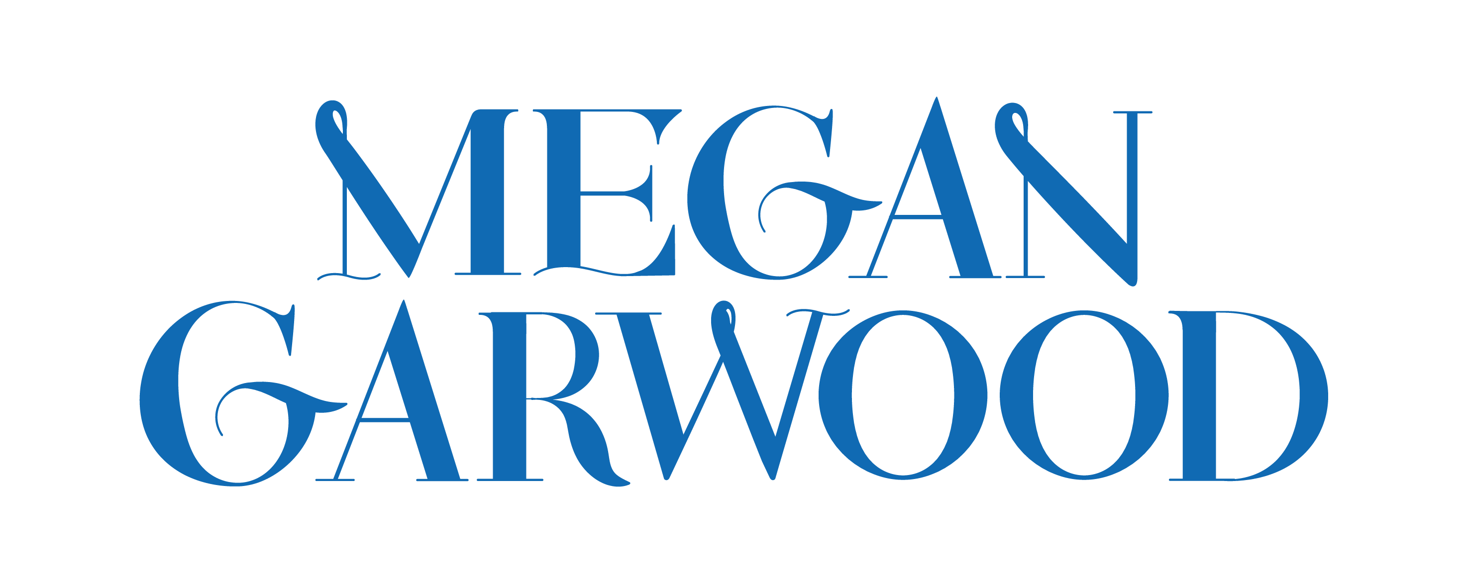 Text-based logo reading Megan Garwood in a whimsical serif font